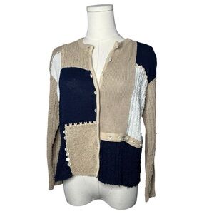 Vintage Susan Bristol Patchwork Knit Button Front Cardigan Cottagecore